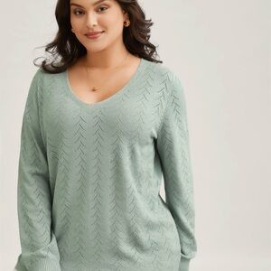 BloomChic Light Green V-Neck Sweater